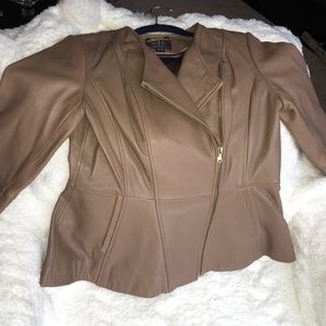 Peplum style leather jacket